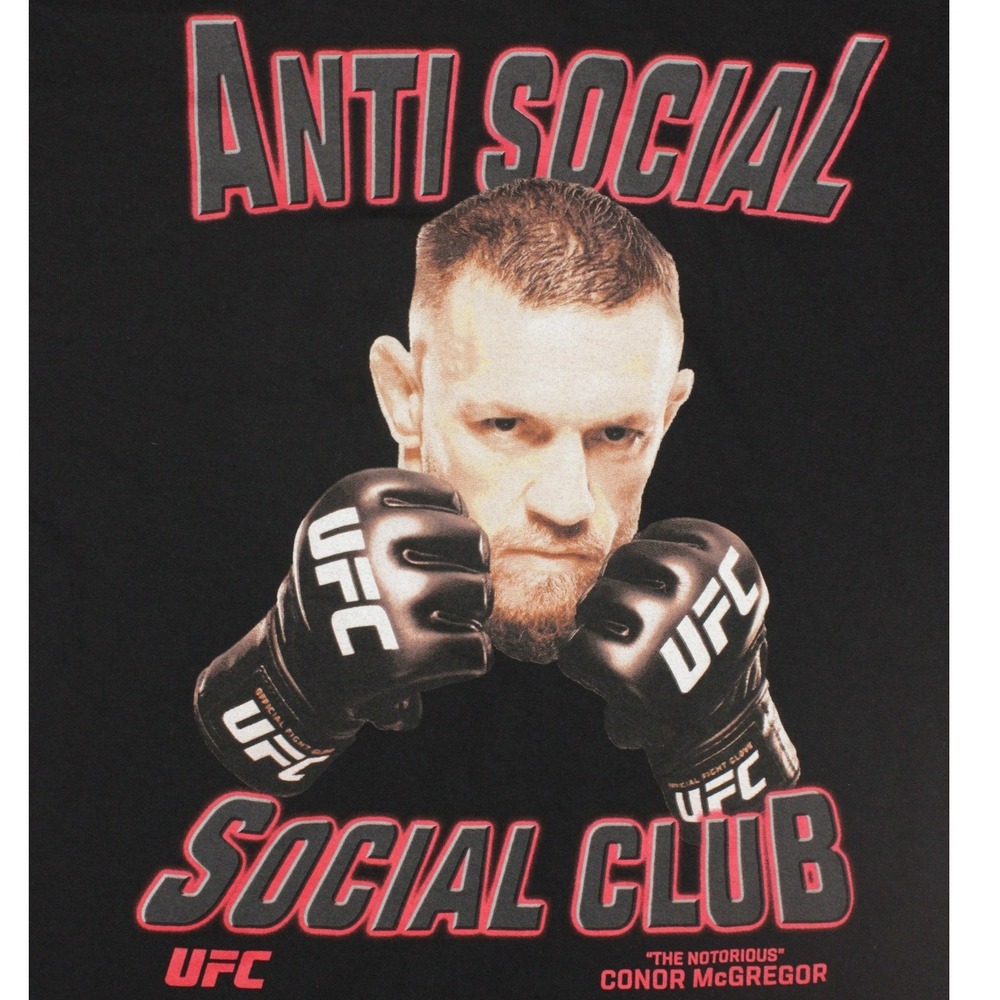Anti Social Social Club x UFC Conor McGregor T Shirt Mens M Black Double Sided